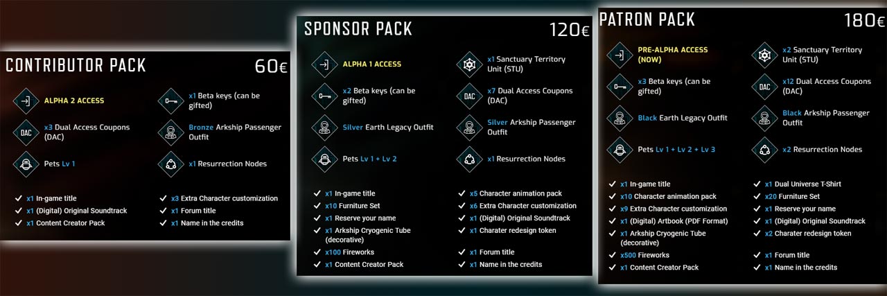 Dual Universe Supporter Packs