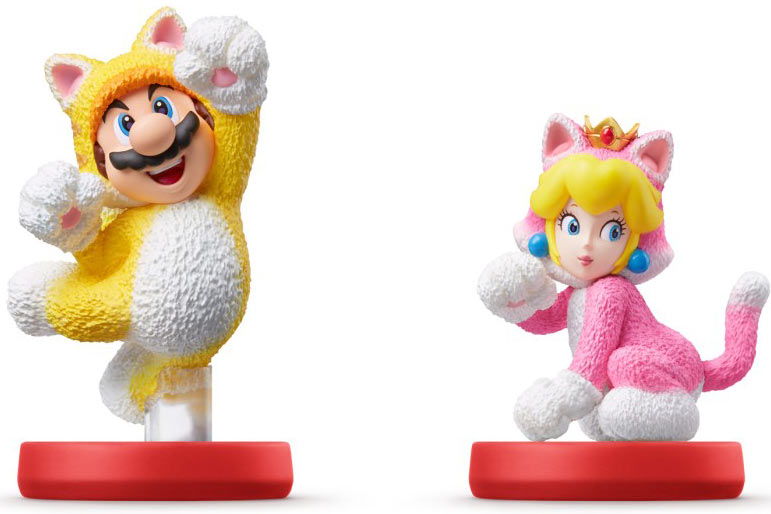 Katzen-Mario und Katzen-Peach amiibo Figur